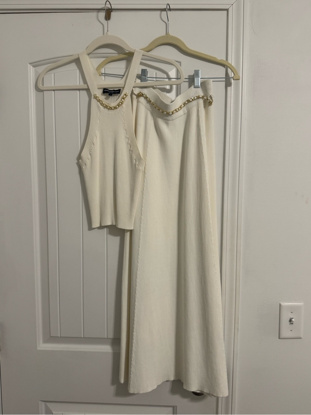 Generation Love Gold Chain Trim Knit Set -White